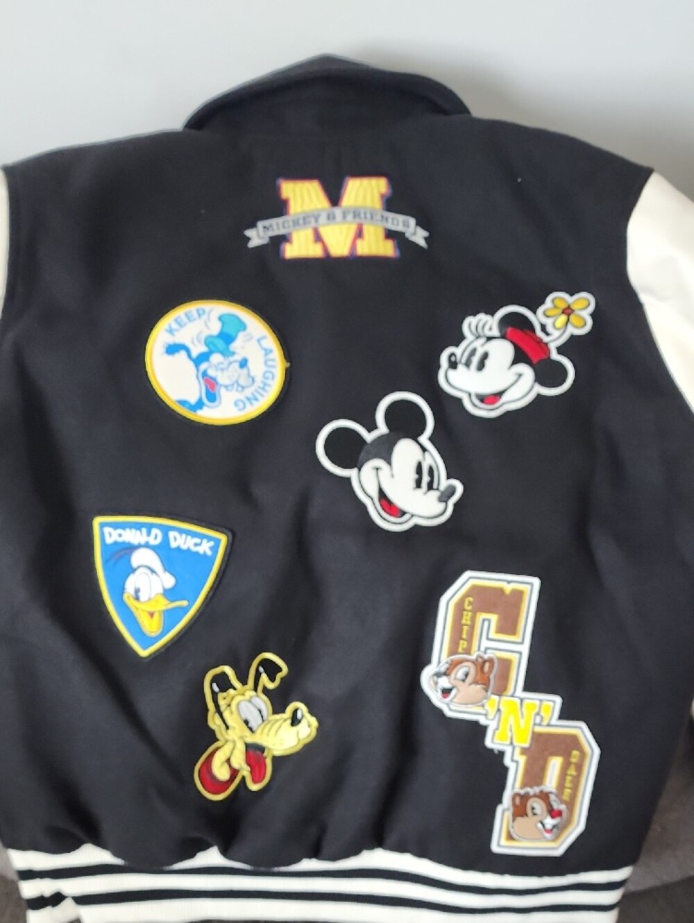 Viral Costco Disney Black and Cream Mickey Varsity Jacket for Men And Women - Picture 8 of 13